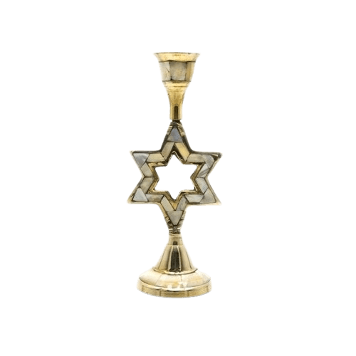 BRASS & MOP STAR TAPER CANDLE HOLDER